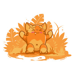 cute vector character friendly hugging little beast. isolated white background. Vector illustration design for t-shirt graphics, postcards, book, print and other uses