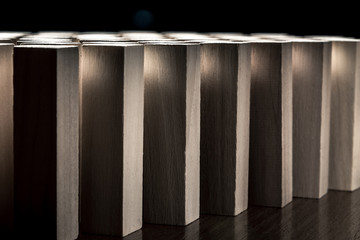 Risk and strategy in business, many identical wooden blocks