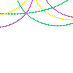 Mardi gras beads isolated on white background. Set for greeting card. Vector illustration