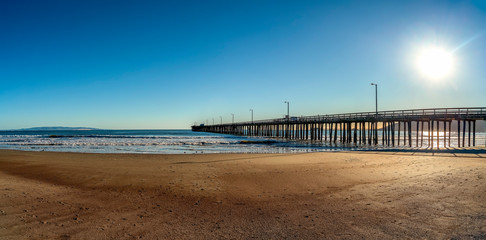 Panorama of Pier at the Beach in the Afternoon 