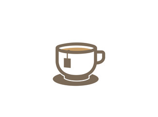 Big hot cup of tea or cafe warm caffee logo design