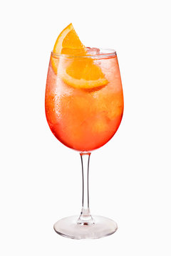 Alcoholic Aperol Spritz Cocktail Isolated on White