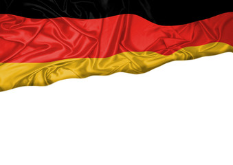 National flag of Germany hoisted outdoors with white background. Germany Day Celebration