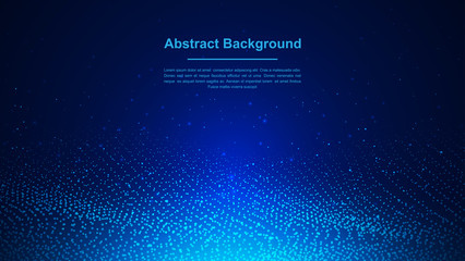 Dynamic abstract liquid flow particles background. Abstract blue particles background. Eps10 Vector background.