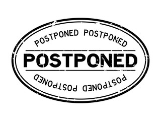 Grunge black postponed word oval rubber seal stamp on white background