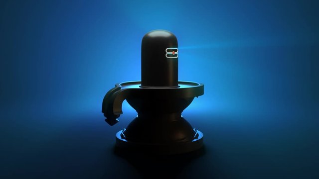 Hindu God Shiva Linga with Rays isolated on blue background - 3d animation