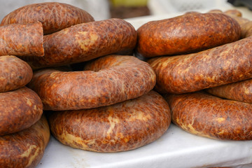 Smoked Sausages at Street Market