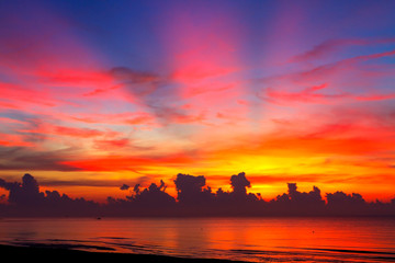 Sunrise morning on beach at Thung Wua Lan