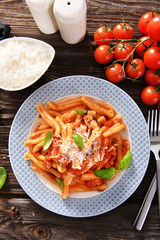 Italian style pasta with tomato sauce