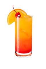 Refreshing Tequila Sunrise Cocktail on White
