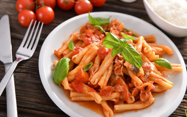 Italian style pasta with tomato sauce