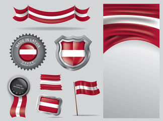 Made in Latvia seal, Latvian flag and color  --Vector Art--