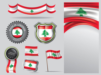  Made in Lebanon seal, Lebanese flag and color  --Vector Art--