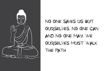 Buddha black and white drawing sketch. Quotes buddhism