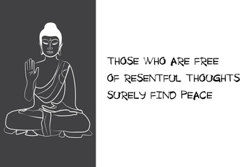 Buddha black and white drawing sketch. Quotes buddhism