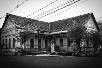Black and white old brazilian house 