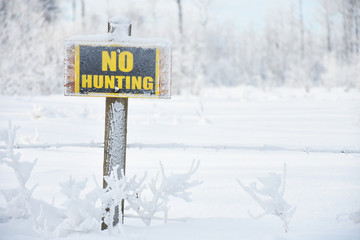 Frost Covered No Trespassing Sign