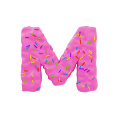 Isolated letter shaped cake with icing and sprinkles on top