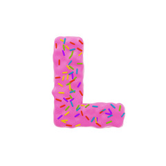 Isolated letter shaped cake with icing and sprinkles on top