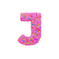 Isolated letter shaped cake with icing and sprinkles on top