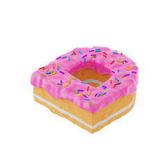 Isolated letter shaped cake with icing and sprinkles on top on isometric view