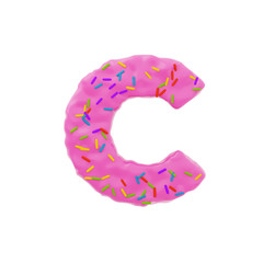 Isolated letter shaped cake with icing and sprinkles on top