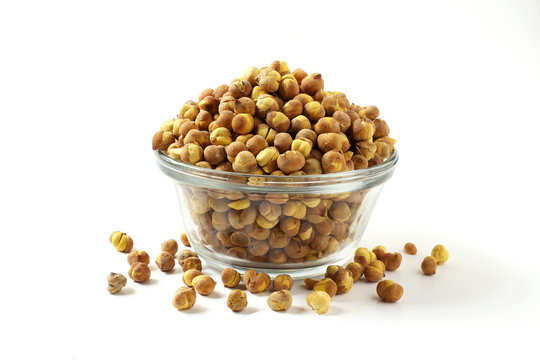 traditional indian roadside street snack food roasted chickpea nut or gram chana isolated on white background