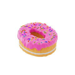 Isolated number shaped cake with icing and sprinkles on top on isometric view