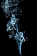 Blue smoke on black background