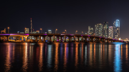 Downtown Miami Night Cityscape