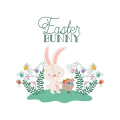 easter bunny label isolated icon