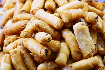 Pile of Deep fried spring rolls (Thai Spring Roll)