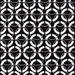 Monotone black and grey circle with  round line modern style seamless pattern vector