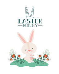 easter bunny label isolated icon