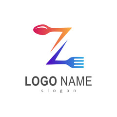 Spoon Fork Letter Z Logo Template