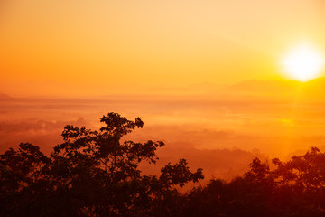 Morning sunlight sun rise wide angle mountain beautiful view landscape.