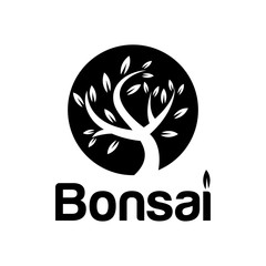 Bonsai Plant Silhouette Logo Vector Design