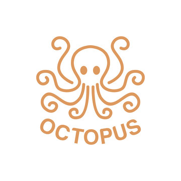 Monoline Octopus Logo Vector Graphic Design