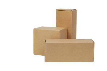 Cardboard boxes for goods on a white background. Different size. Isolated on white background.