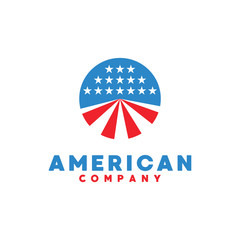 America Flag Emblem Logo Vector Graphic Design