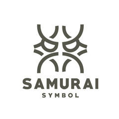 Monoline Black face Samurai Logo Vector Graphic Design