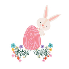 easter rabbit with egg isolated icon