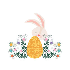 easter rabbit with egg isolated icon