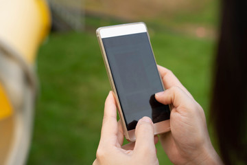 Asian women hand View smartphone