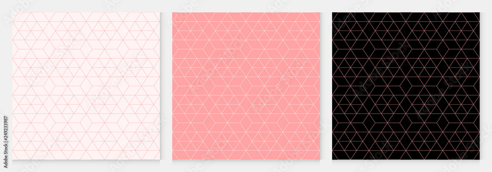 Poster Pattern seamless cube and triangle abstract background pink luxury color geometric vector.