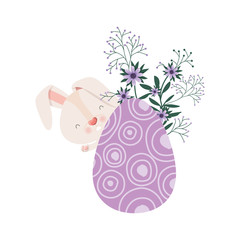 easter rabbit with egg isolated icon