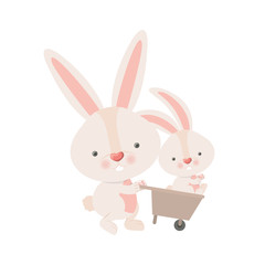 Obraz premium bunnies with wheelbarrow isolated icon