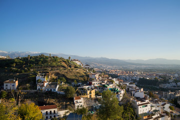 Fototapeta premium View from Carmen de los Martires Park over Granada and Sierra Nevada, Spain