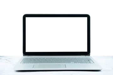 Mock up screen on laptop with with white background