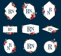 Set of floral frame illustrations